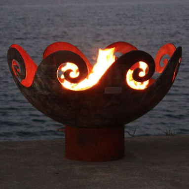 waves sculptural fire bowl