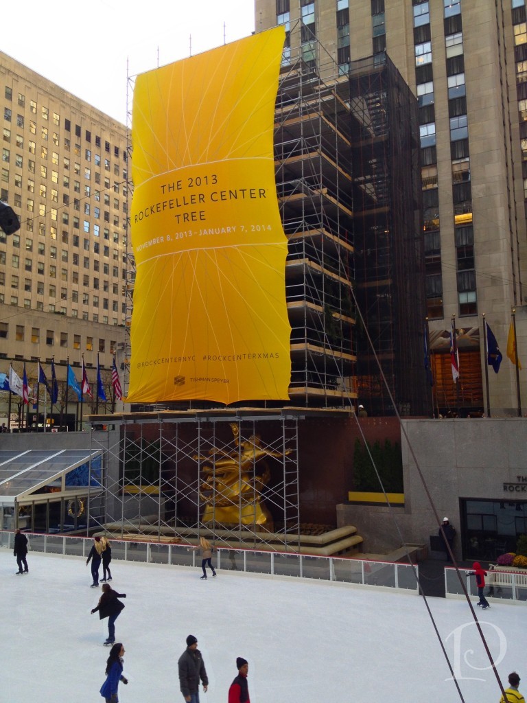 NYC Rockefeller Center tree under wraps