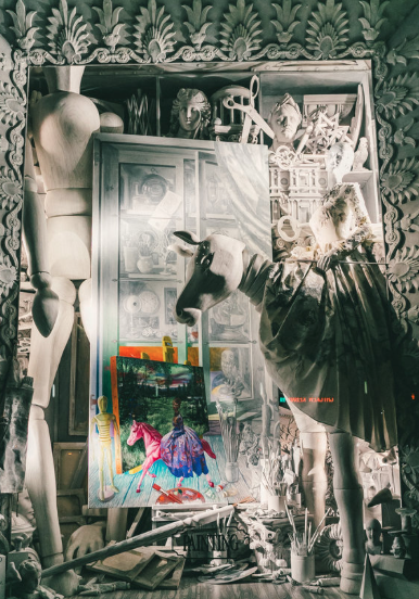 Painting window at Bergdorf Holiday 2014 via racked ny