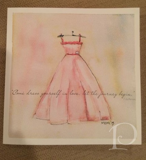 watercolor dress shower invite