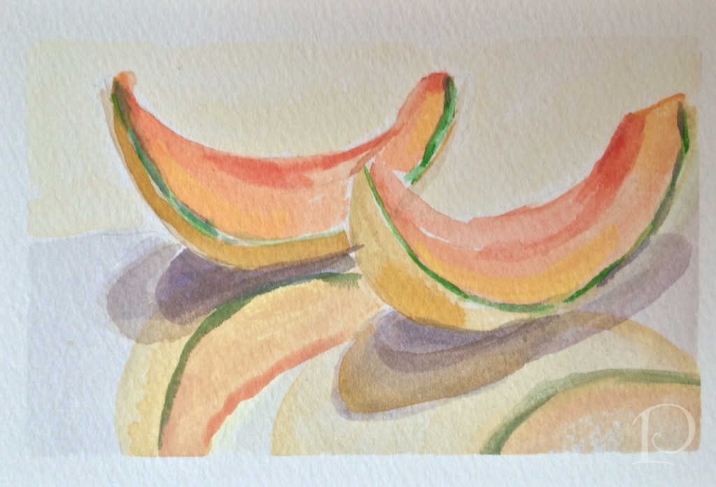 Watercolor Canteloupe by Pamela Copeman