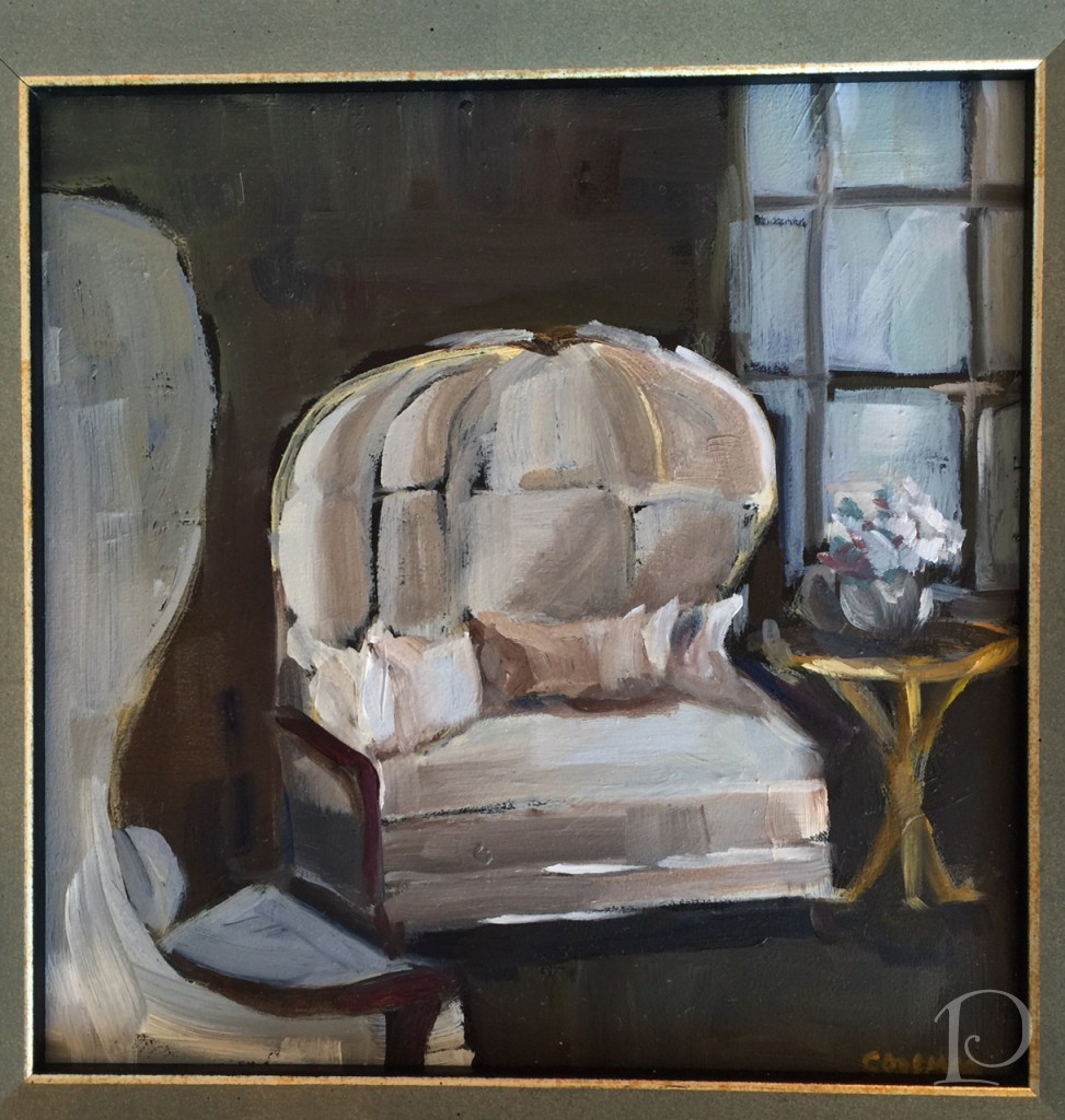 Christopher Guy white settee painting by Pamela Copeman