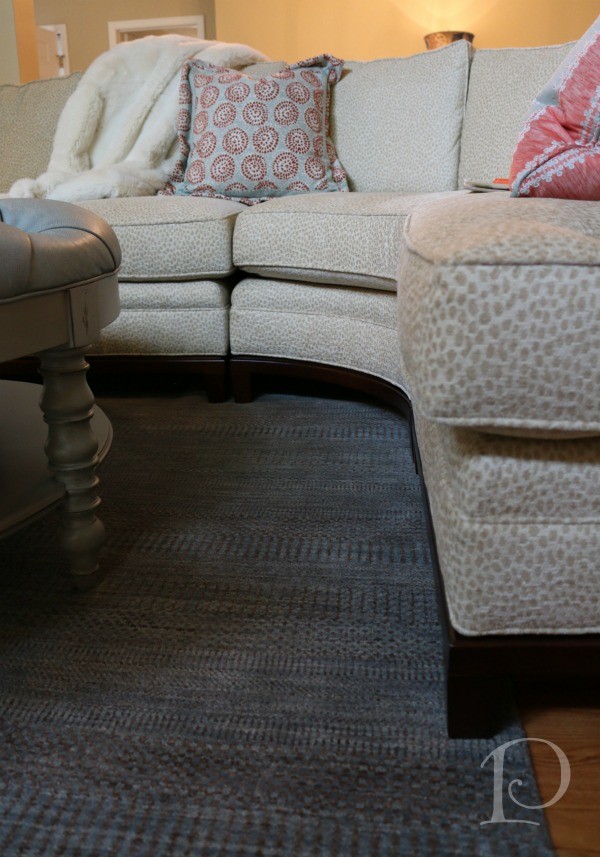 Curved sectional detail Cape Cod Family Room by Pamela Copeman