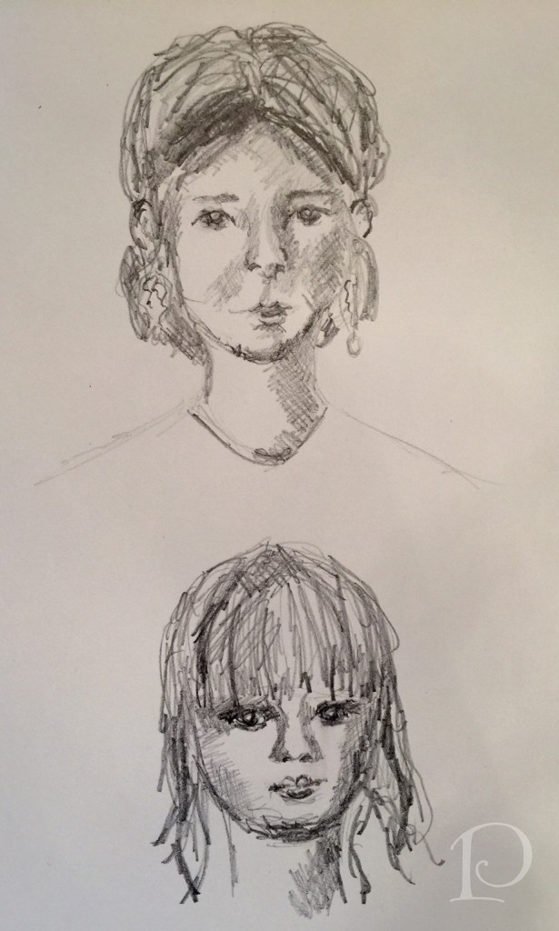 Faces sketches by Pamela Copeman