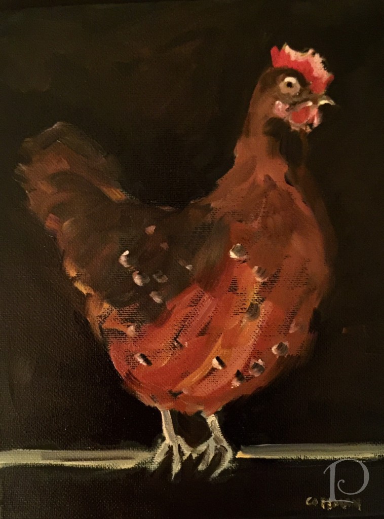 chicken oil painting Pamela Copeman Art