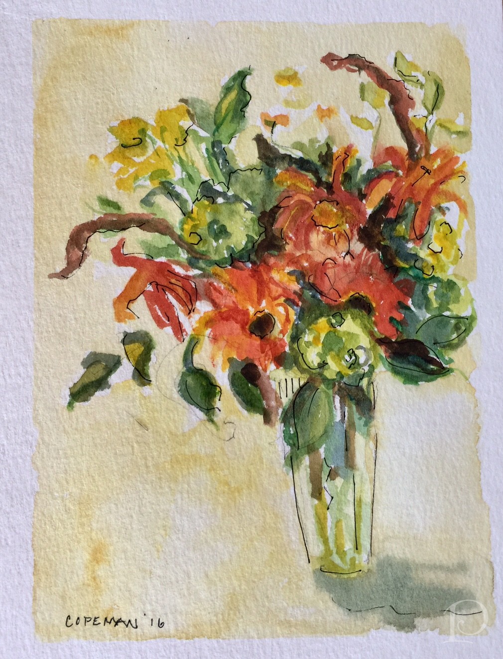 watercolor fall bouquet flowers