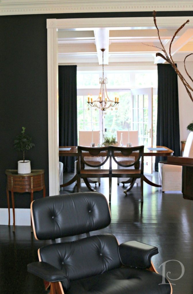 Pamela Copeman Design black walls open concept